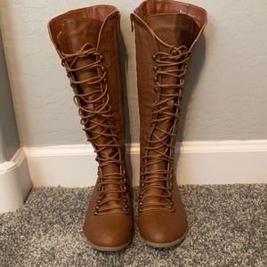 Top Moda knee height lace up boots